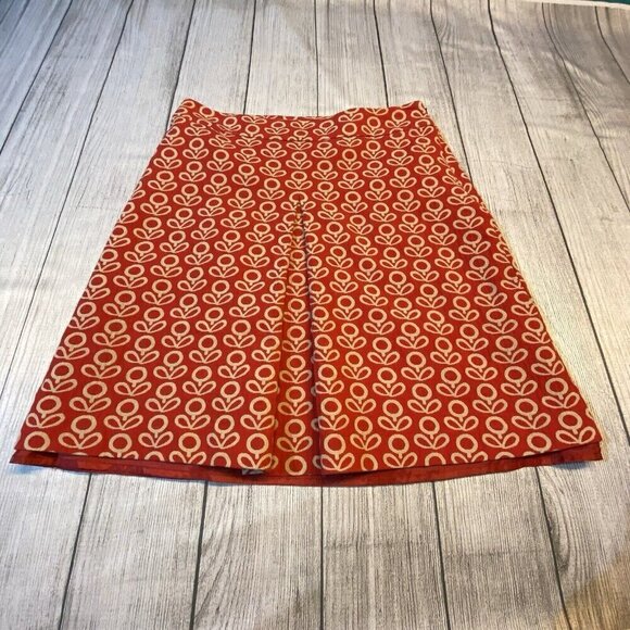 Boden Dresses & Skirts - Boden Women's 12R 100% Cotton Red Floral A-line Mini Skirt Lined Front Pleat